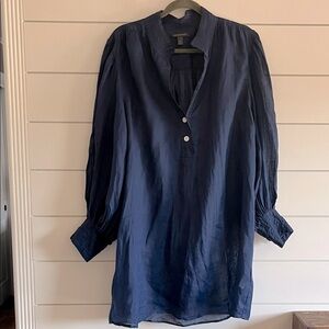 Banana Republic Dark Blue Shift Dress with Puff Sleeves